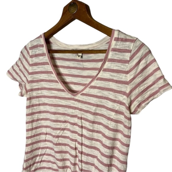 Express One Eleven Blouse Top Women's Striped Knotted Hem Short Sleeve - Picture 3 of 6